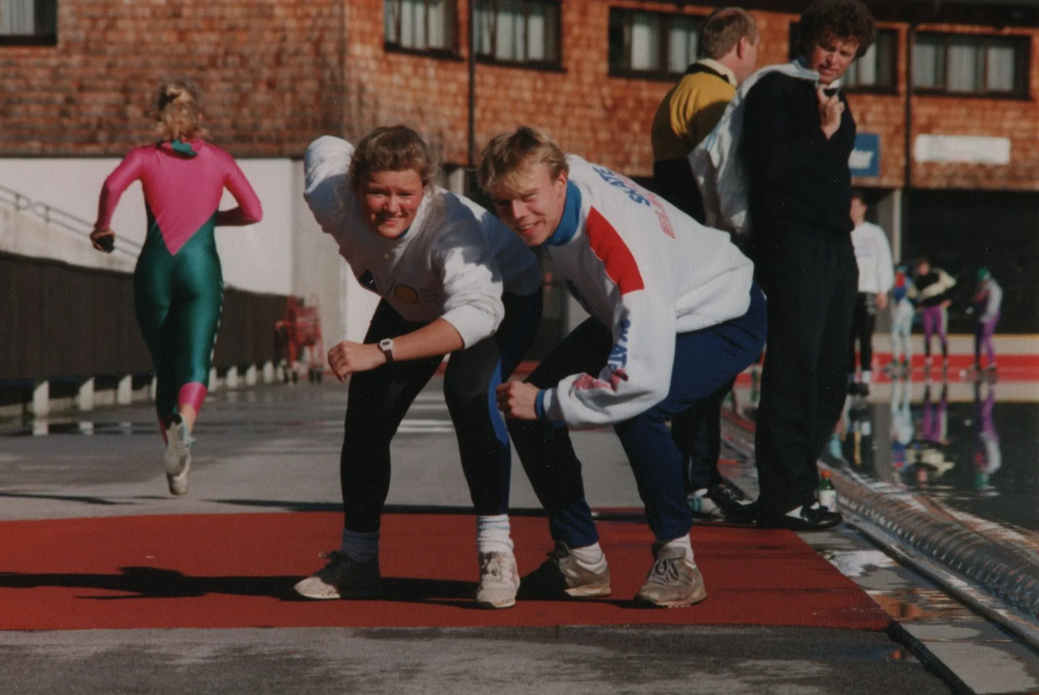 Marie och Hans under träningsläger i Inzell, oktober 1989